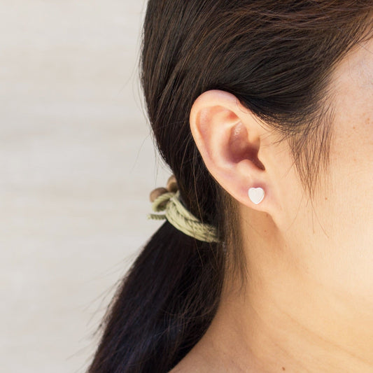 Mother of Pearl Heart Stud Earrings