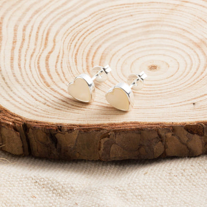 Mother of Pearl Heart Stud Earrings