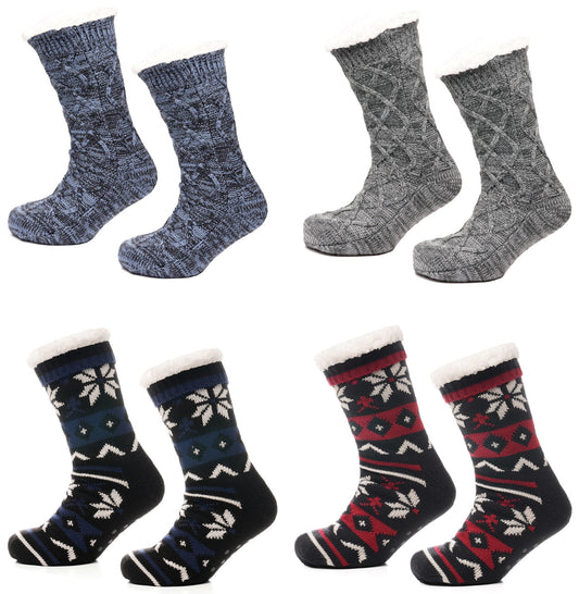 Tom Franks Lot de 1 paire de chaussettes-chaussons Sherpa en tricot épais