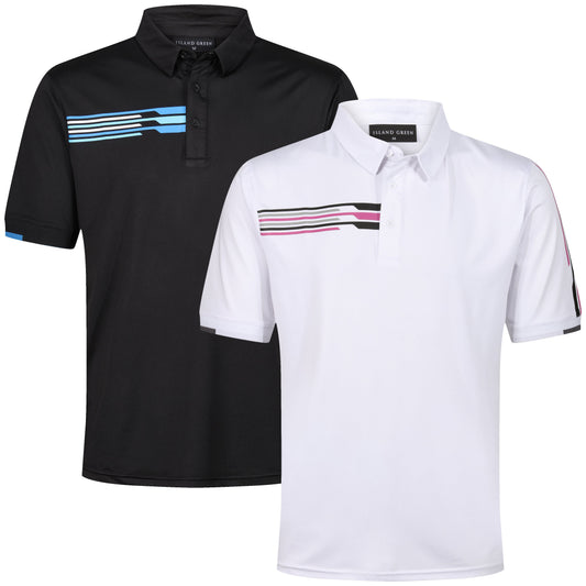 Polo de golf sport Island Green à imprimé rayures de course