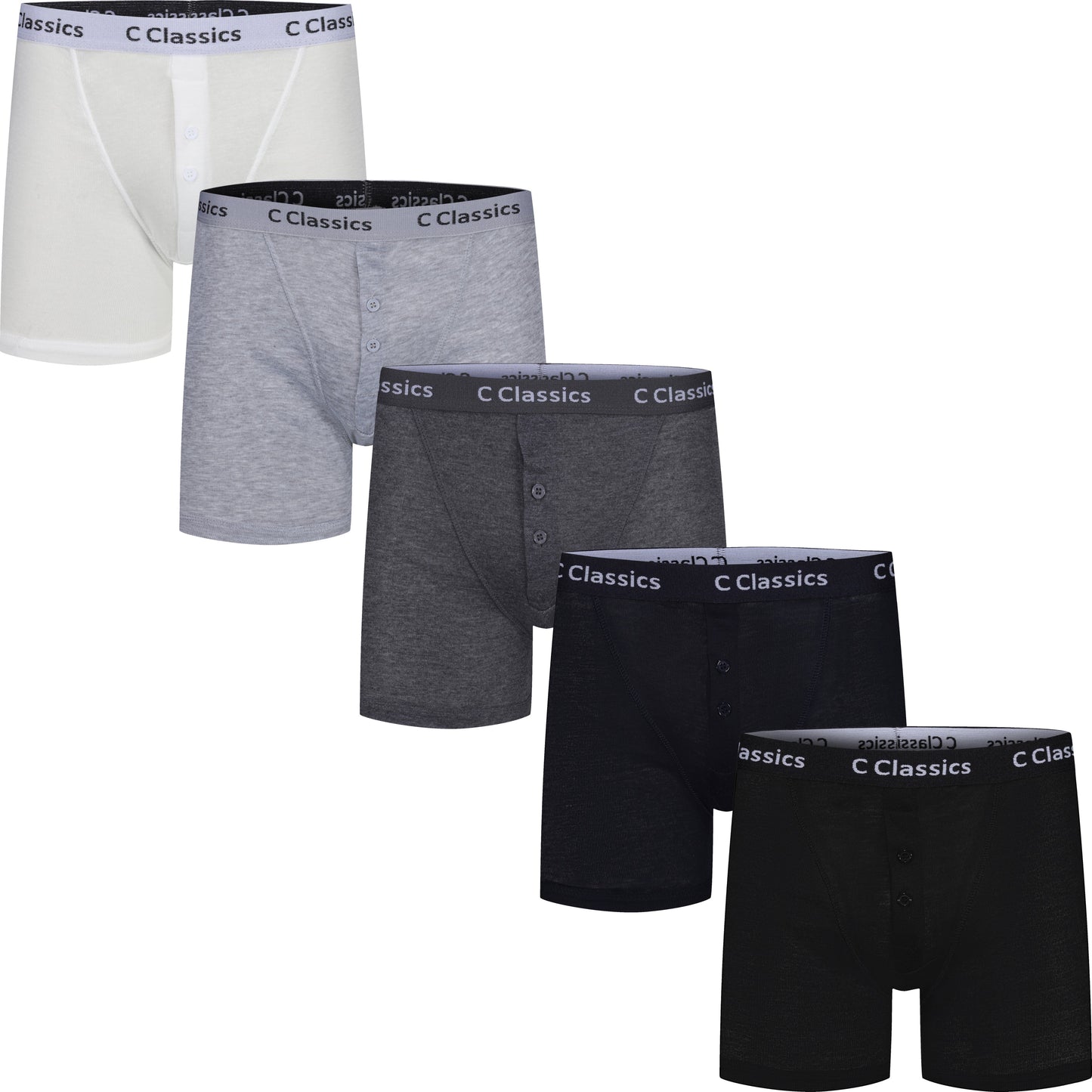C Classics Lot de 3 boxers à braguette boutonnée