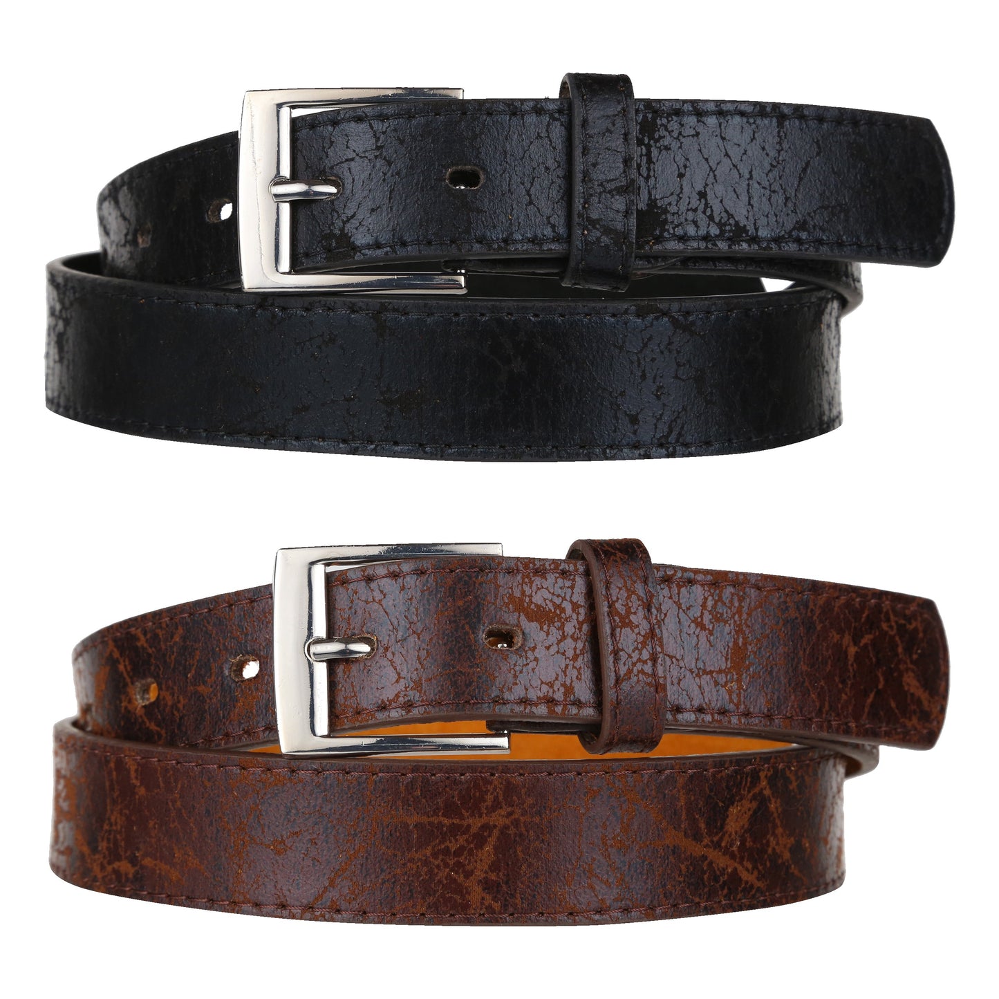 Ceinture en cuir reconstitué au motif antique, largeur 1 pouce, couleur forêt