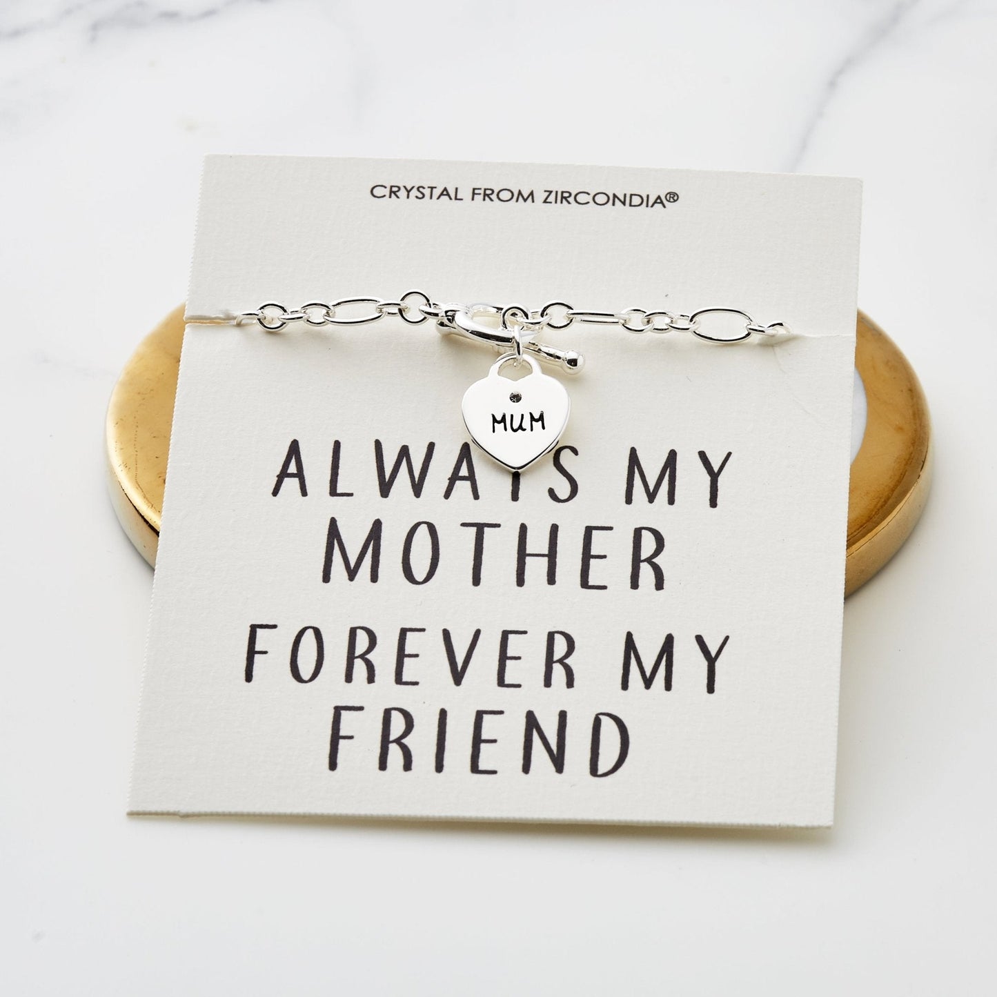 Mum Charm Bracelet with Quote Card Created with Zircondia® Crystals