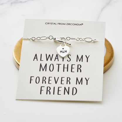 Mum Charm Bracelet with Quote Card Created with Zircondia® Crystals