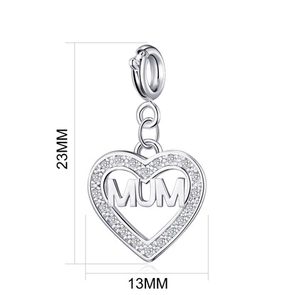 Mum Heart Charm Created with Zircondia® Crystals