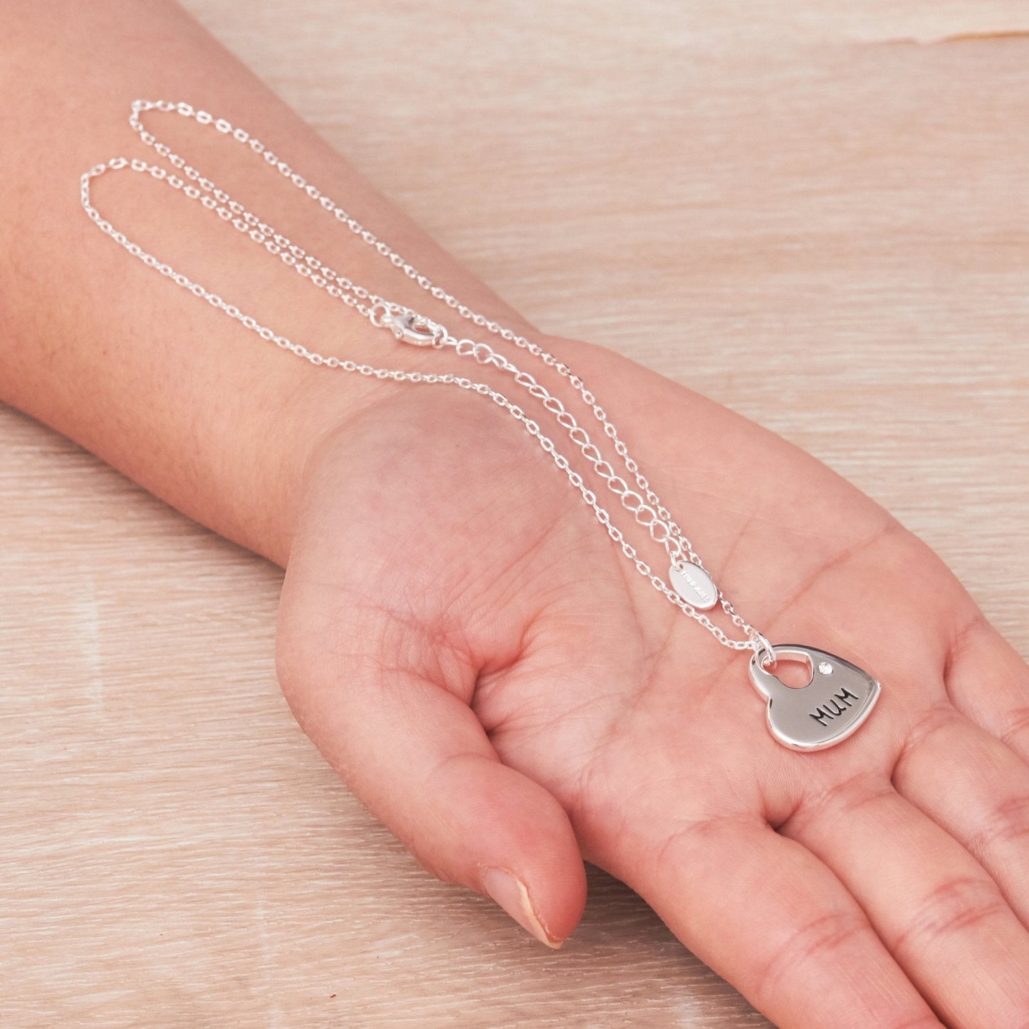 Mum Heart Necklace Created with Zircondia® Crystals