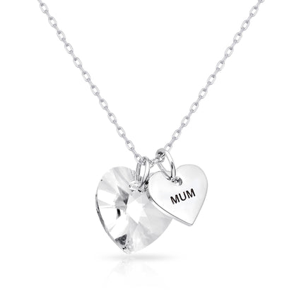 Mum Heart Necklace Created with Zircondia® Crystals