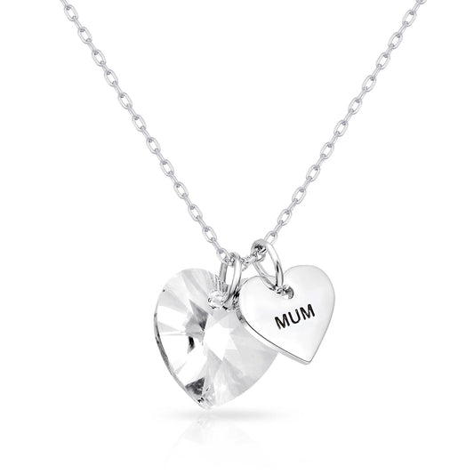 Mum Heart Necklace Created with Zircondia® Crystals