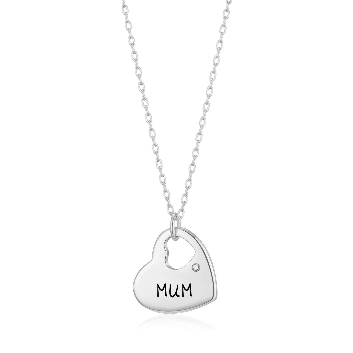 Mum Heart Necklace Created with Zircondia® Crystals