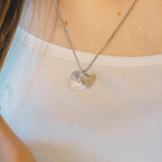 Mum Heart Necklace Created with Zircondia® Crystals