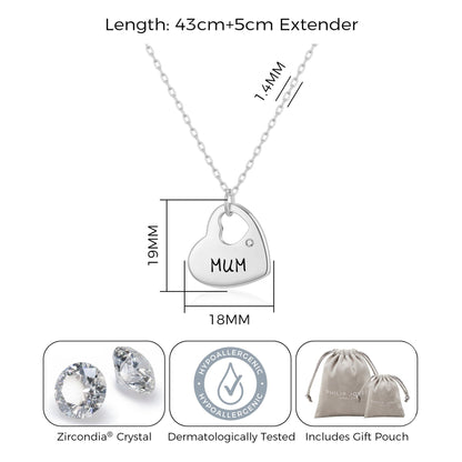 Mum Heart Necklace Created with Zircondia® Crystals