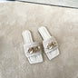 Flat Slippers with Black Metal Link Detail
