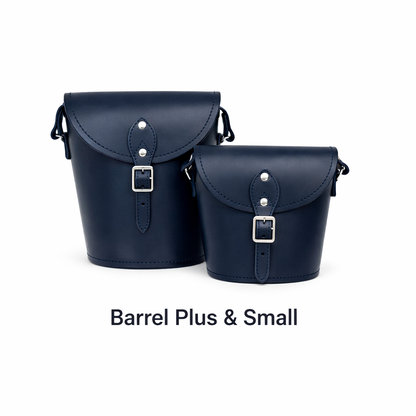 Sac baril en cuir fait main - Bleu marine