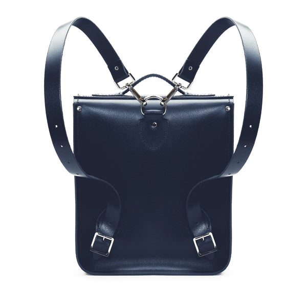 Handmade Leather City Backpack - Navy Blue