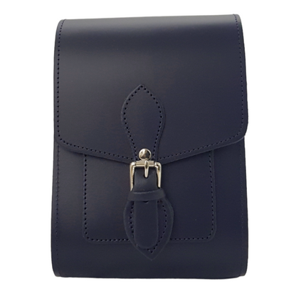 Sac de téléphone portable en cuir fait main - Bleu marine