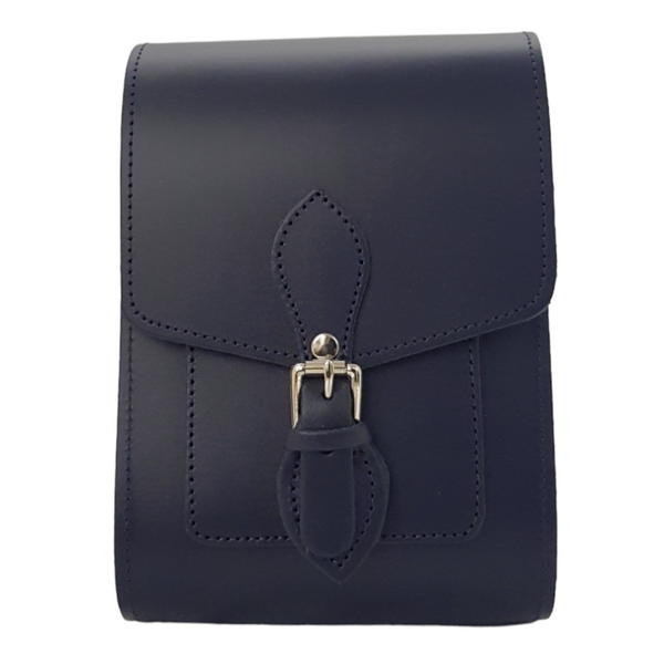 Sac de téléphone portable en cuir fait main - Bleu marine