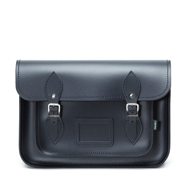 Handmade Leather Satchel - Navy Blue