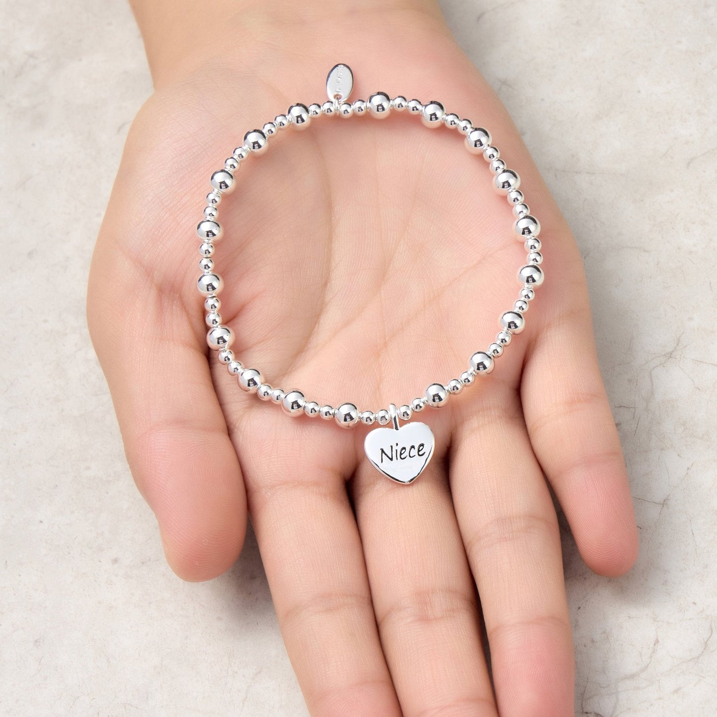Niece Heart Charm Beaded Stretch Bracelet