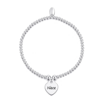 Niece Heart Charm Beaded Stretch Bracelet