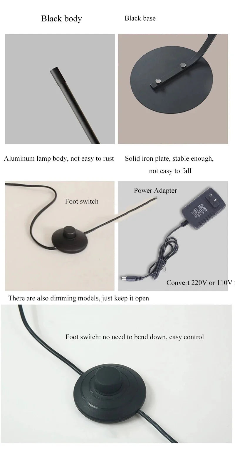 Nordic LED Corner Floor Lamp Simple Black White Floor Light For Dining Room Living Room