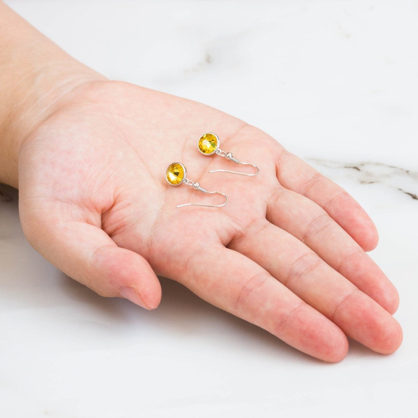 November Birthstone Drop Earrings Created with Topaz Zircondia® Crystals