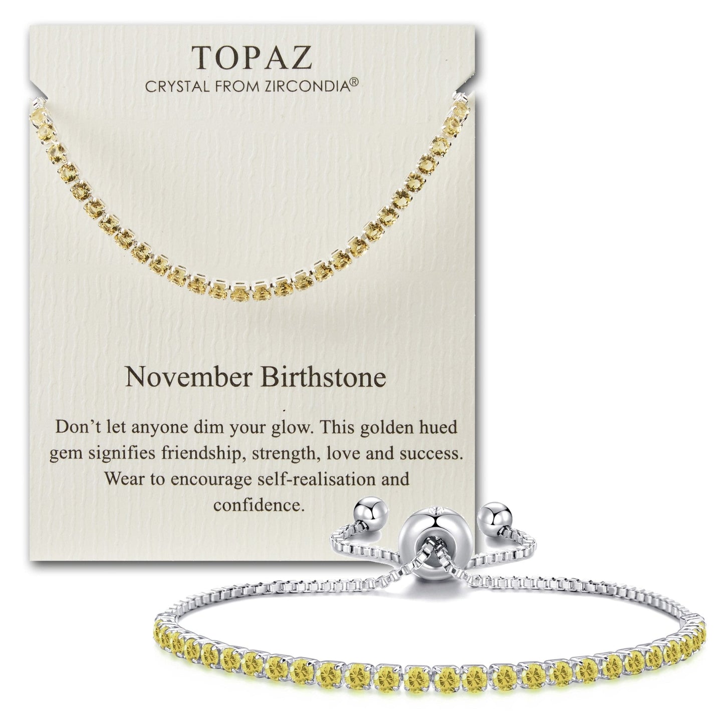 November Birthstone Friendship Bracelet with Topaz Zircondia® Crystals
