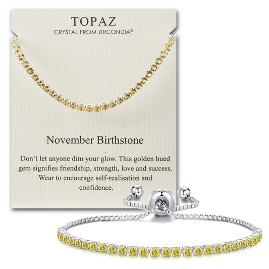 November Birthstone Friendship Bracelet with Topaz Zircondia® Crystals