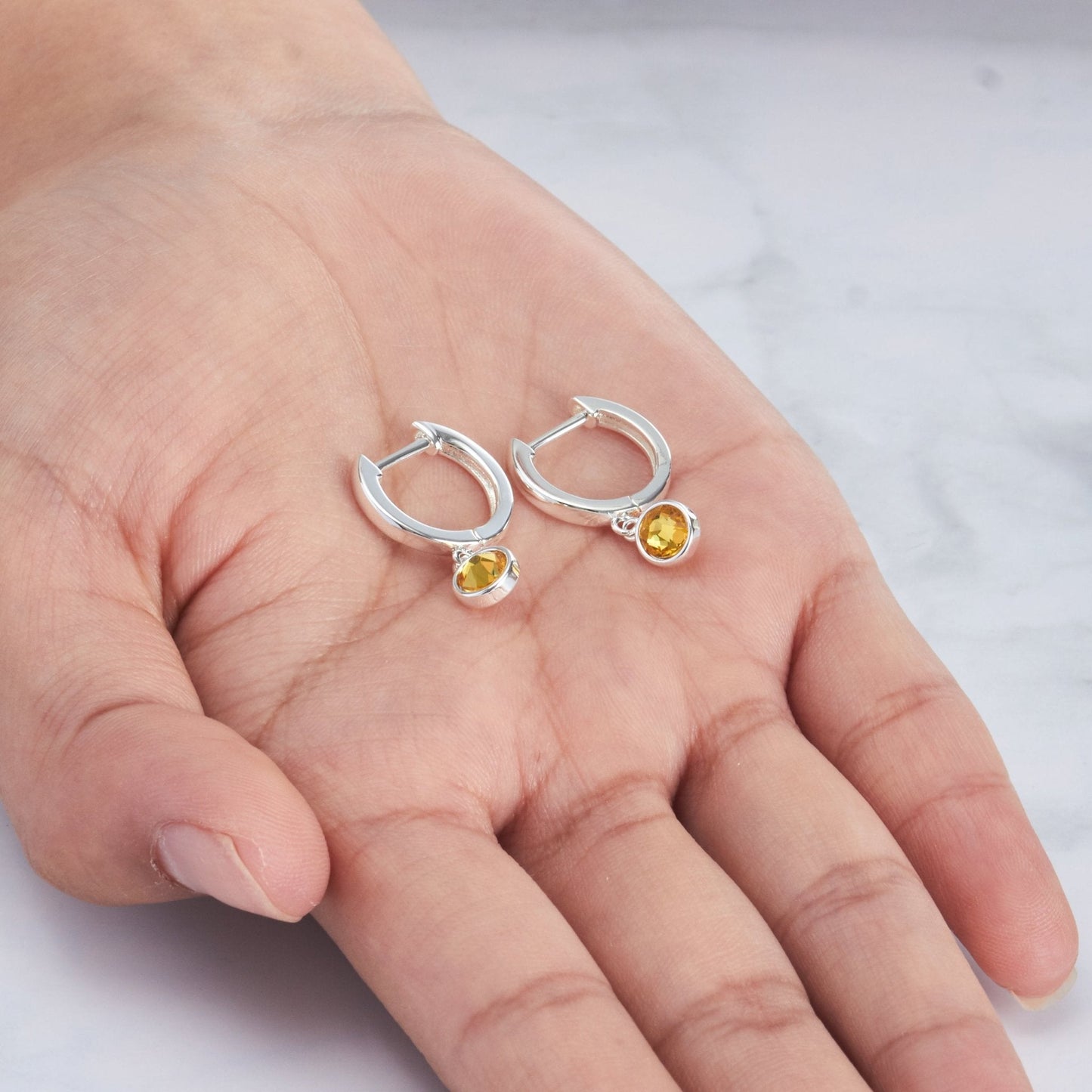 November Birthstone Hoop Earrings Created with Topaz Zircondia® Crystals