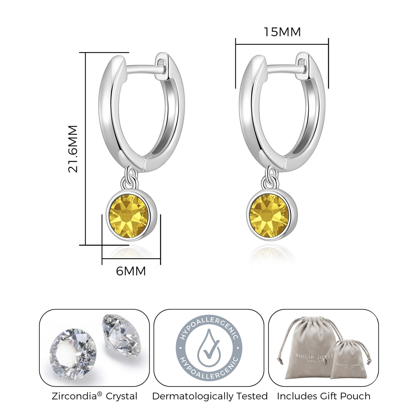 November Birthstone Hoop Earrings Created with Topaz Zircondia® Crystals