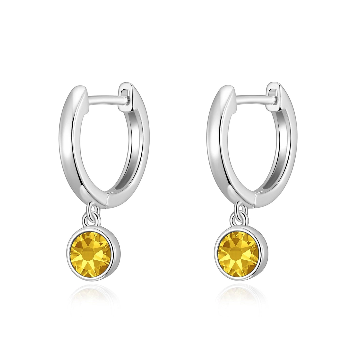 November Birthstone Hoop Earrings Created with Topaz Zircondia® Crystals