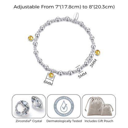 November (Citrine) Birthstone Stretch Charm Bracelet with Quote Gift Box