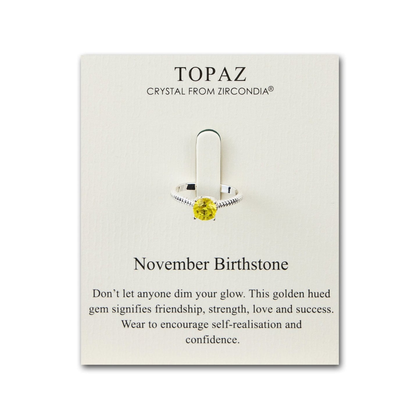 November (Topaz) Adjustable Birthstone Ring Created with Zircondia® Crystals