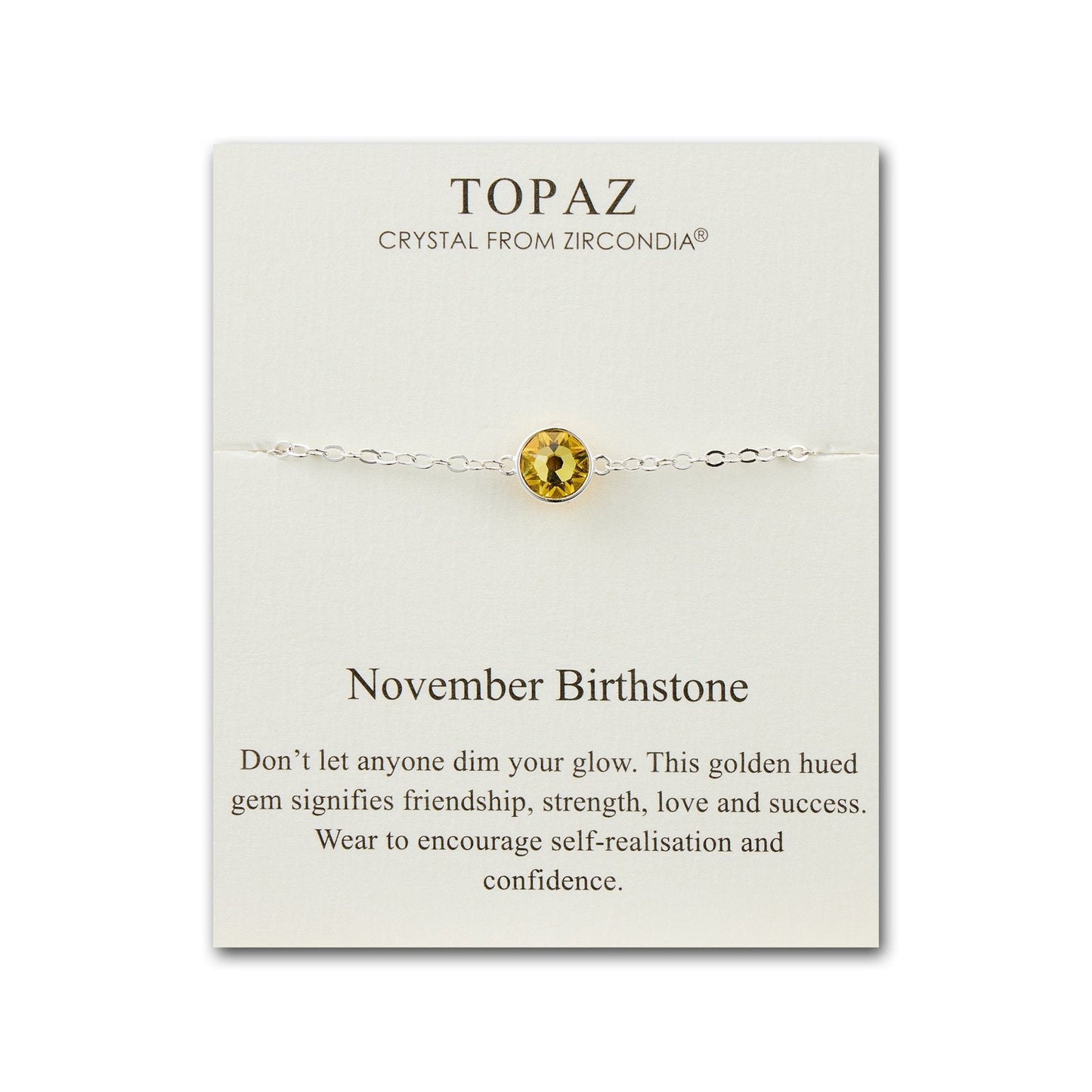 November (Topaz) Birthstone Anklet Created with Zircondia® Crystals