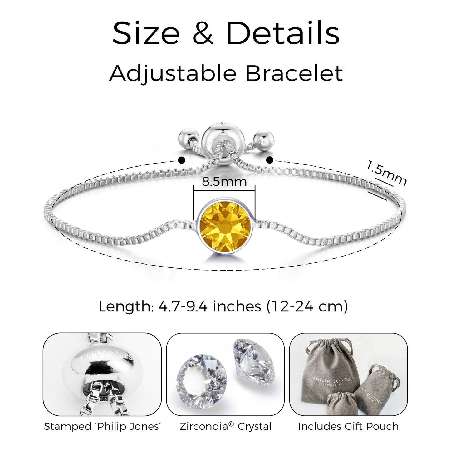 November (Topaz) Birthstone Bracelet Created with Zircondia® Crystals