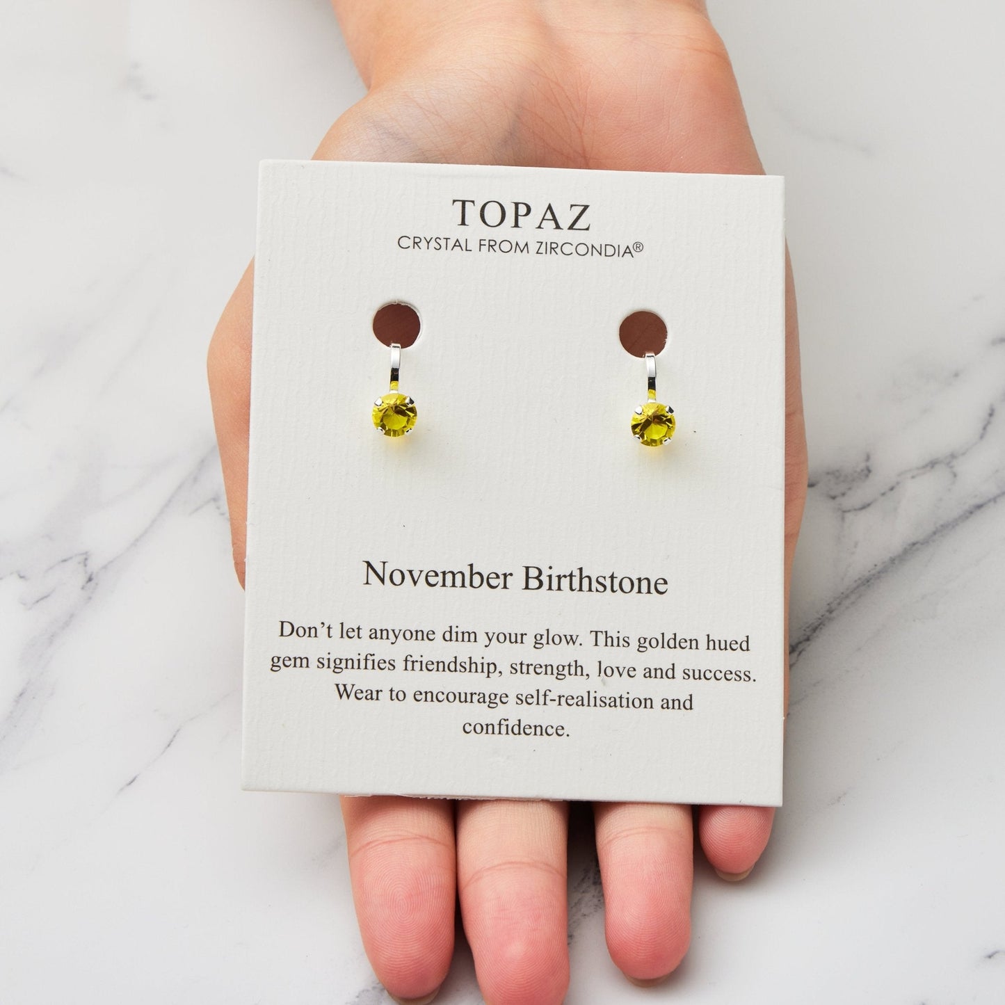 November (Topaz) Birthstone Clip On Earrings Created with Zircondia® Crystals