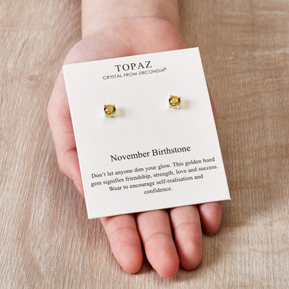 November (Topaz) Birthstone Earrings Created with Zircondia® Crystals