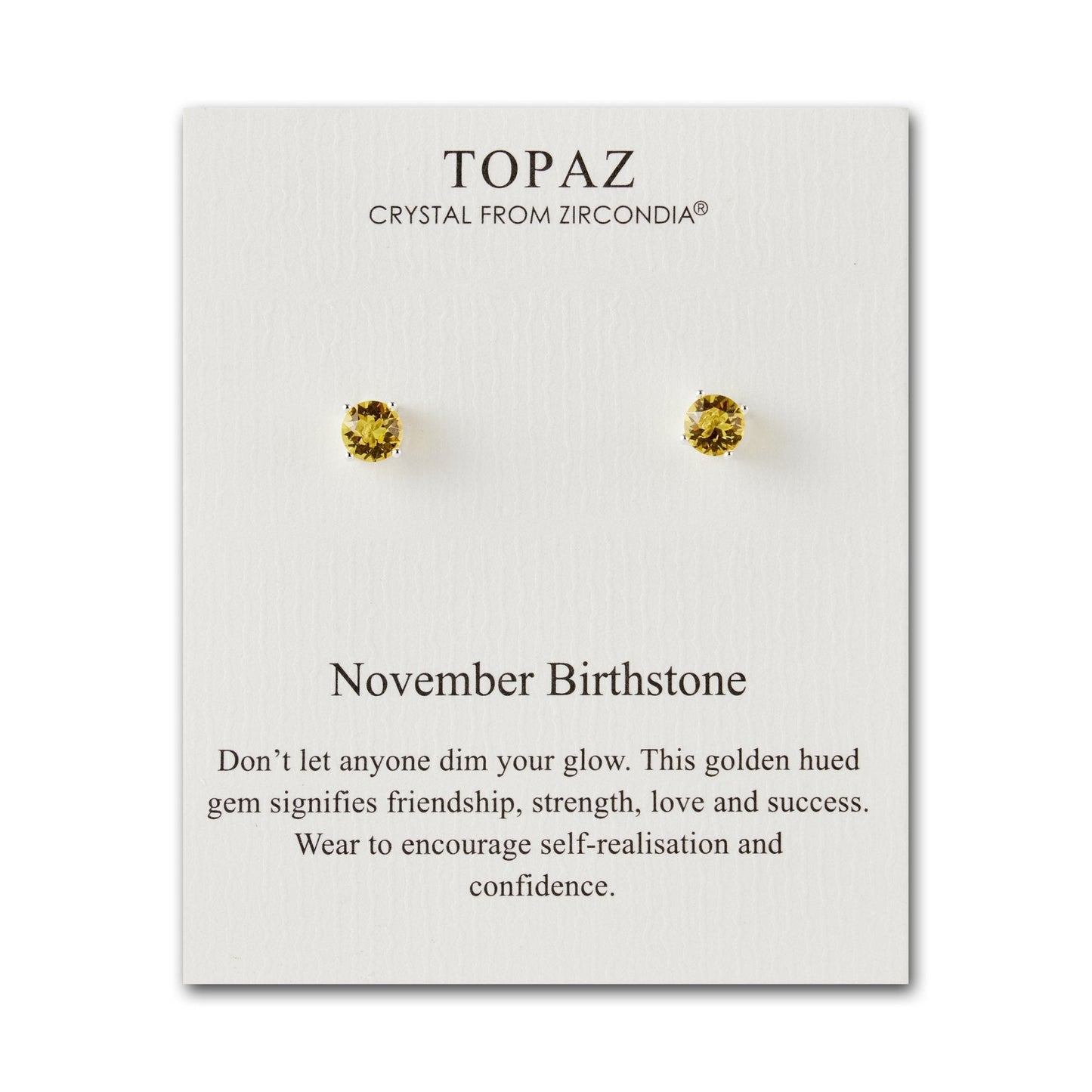 November (Topaz) Birthstone Earrings Created with Zircondia® Crystals