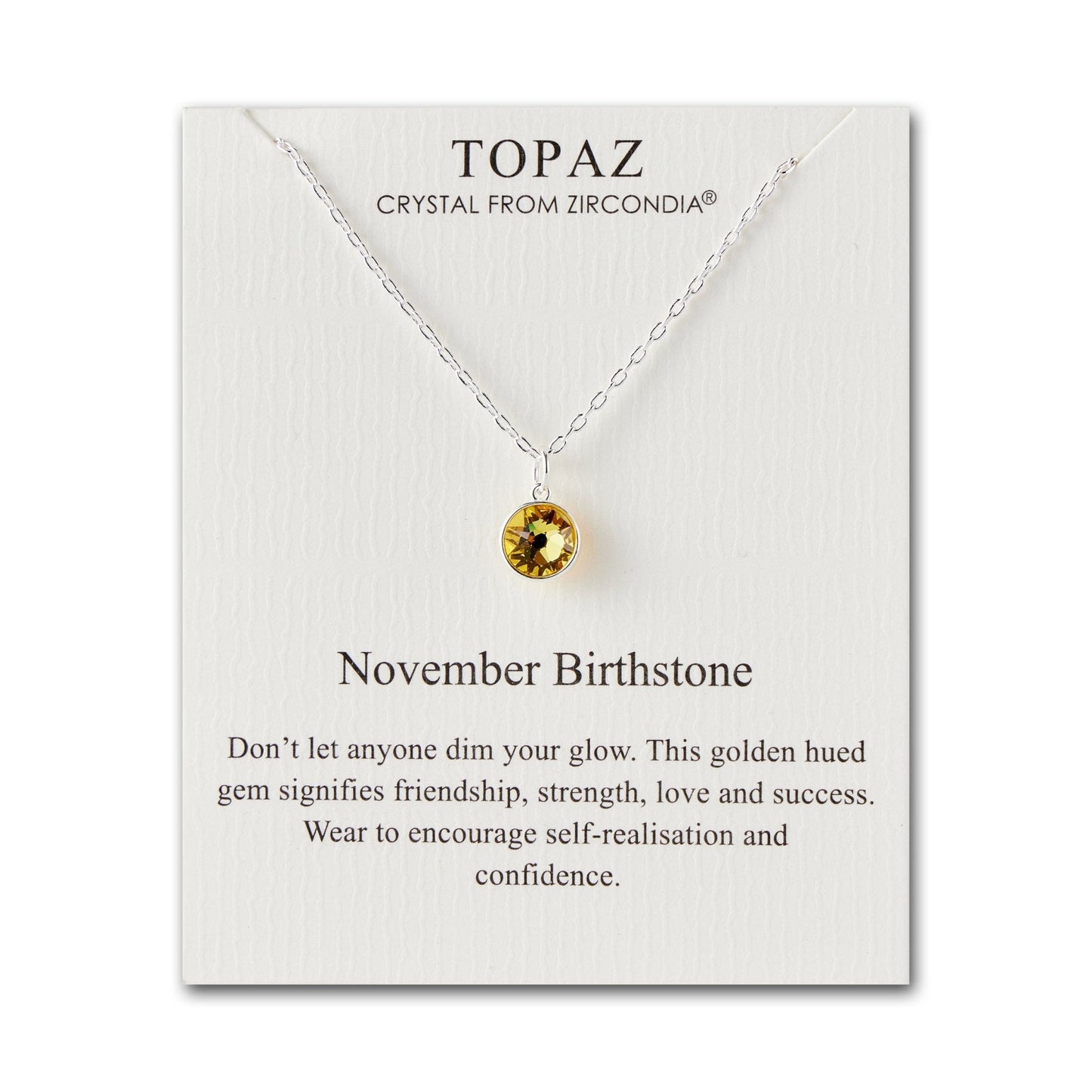November (Topaz) Birthstone Necklace Created with Zircondia® Crystals