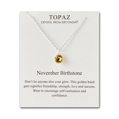 November (Topaz) Birthstone Necklace Created with Zircondia® Crystals