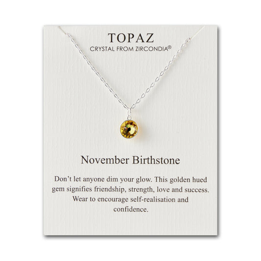 November (Topaz) Birthstone Necklace Created with Zircondia® Crystals
