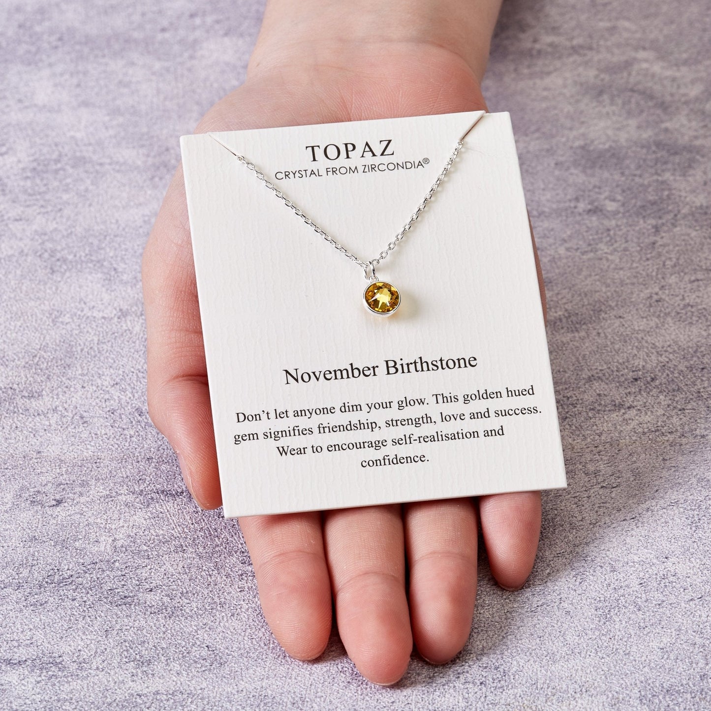 November (Topaz) Birthstone Necklace Created with Zircondia® Crystals