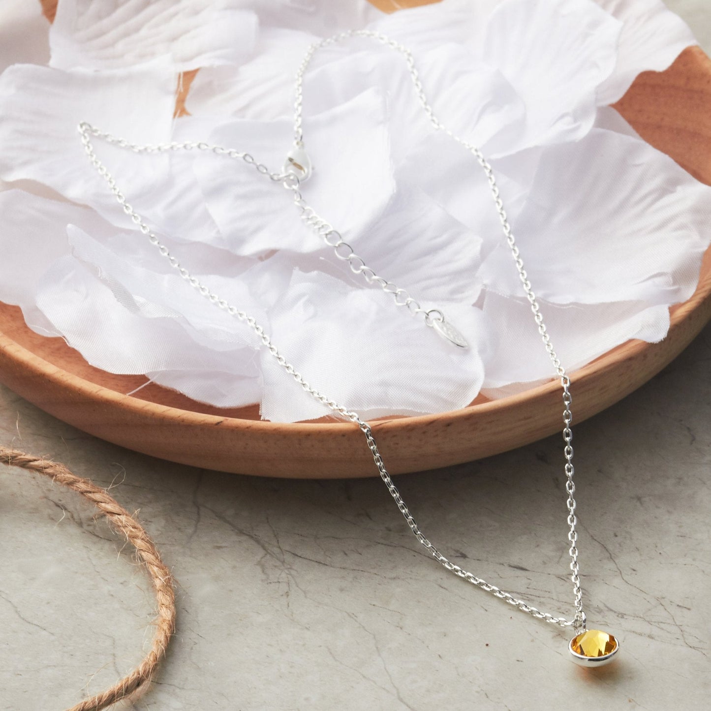 November (Topaz) Birthstone Necklace Created with Zircondia® Crystals