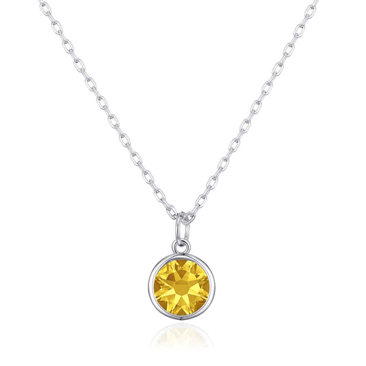 November (Topaz) Birthstone Necklace Created with Zircondia® Crystals