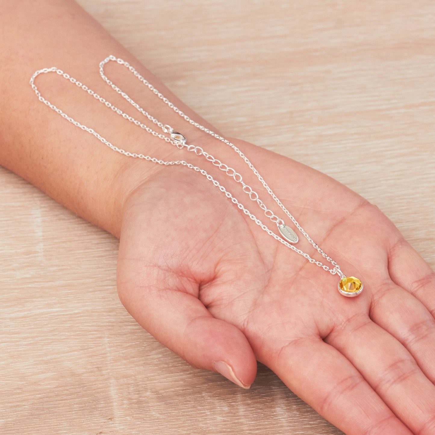 November (Topaz) Birthstone Necklace Created with Zircondia® Crystals