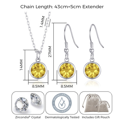 November (Topaz) Birthstone Necklace & Drop Earrings Set Created with Zircondia® Crystals