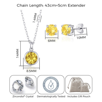 November (Topaz) Birthstone Necklace & Earrings Set Created with Zircondia® Crystals