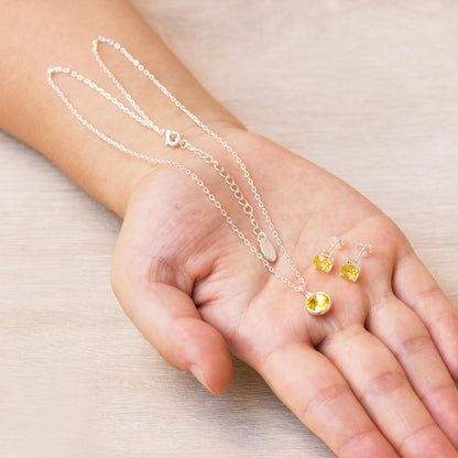 November (Topaz) Birthstone Necklace & Earrings Set Created with Zircondia® Crystals