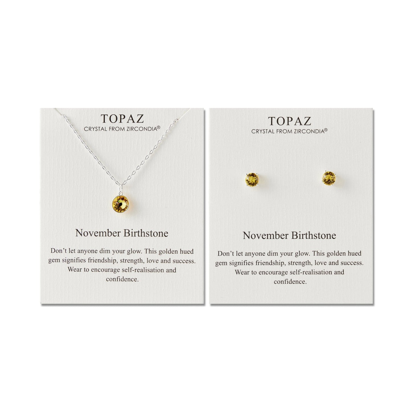 November (Topaz) Birthstone Necklace & Earrings Set Created with Zircondia® Crystals