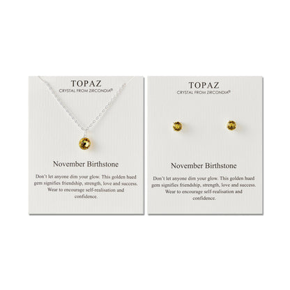 November (Topaz) Birthstone Necklace & Earrings Set Created with Zircondia® Crystals