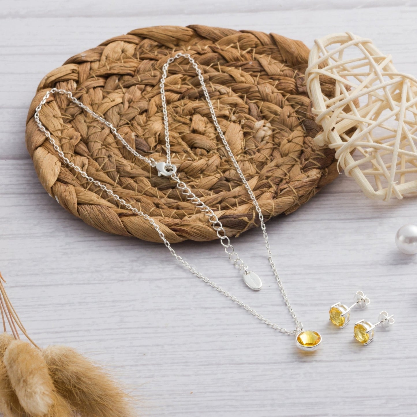 November (Topaz) Birthstone Necklace & Earrings Set Created with Zircondia® Crystals